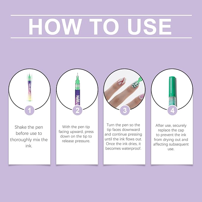 12 Colors Nail Art Pens Set,Nail Art Markers for Gel Nails,Fine Tip Nail Art Pen 0.5mm,Drawing Painting Liner Brush for DIY Nail Art Drawing Painting Tools (A-1 Set)