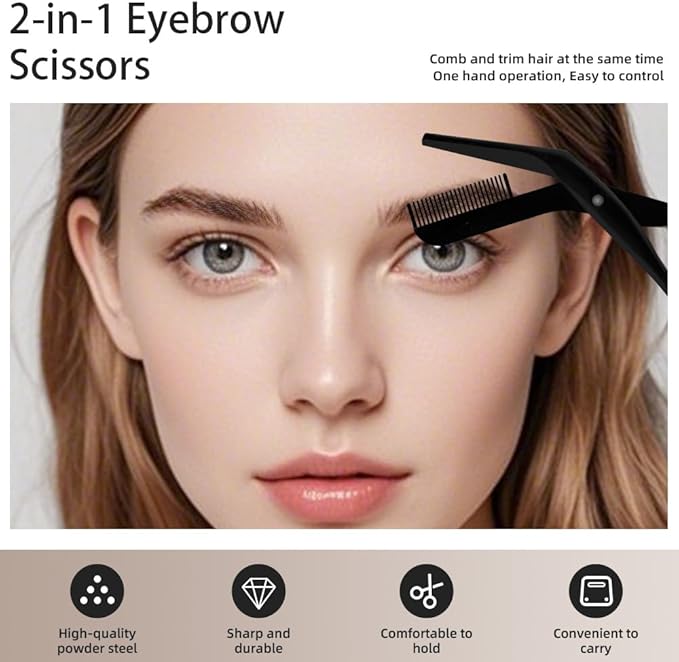 OFIDUS Eyebrow Scissors Trimmer with Comb Gift for Men and Women Stocking Stuffers