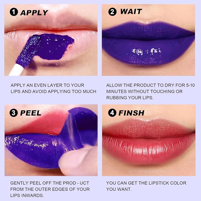 sam sugar 6Pcs Lip Stain Peel Off Long Lasting Waterproof Lipstick Lip Tint Transfer Proof Lip Stain Highly Pigmented All Day Magic Lipstick