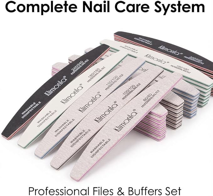 25PCS Gray Professional Nail Files 80/100/150/180/240 Grit, Emery Boards Nail Files for Natural Nails and Acrylic Nails, Double Sided Emory Boards limas para unas acrilicas Reusable Manicure Tools