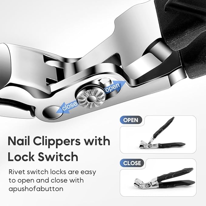 Clipmaster Pro Nail Clippers, 2025 Upgraded Large Angled Head Toenail Clippers Easy Trimming, Wide Jaw Opening Nail Clippers for Thick Nails, Long Handle Nail Clipper for Seniors Men Women (2 Sets)