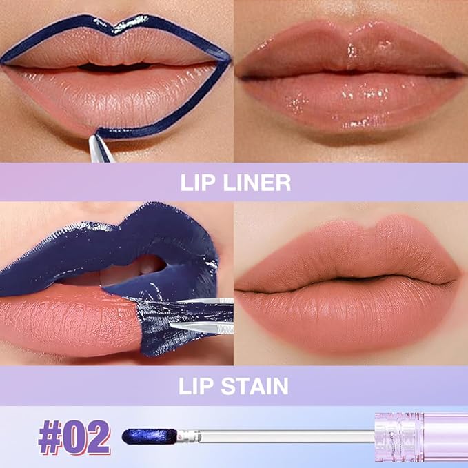 Matte Lip Stain Peel Off Lip liner Tattoo, Nude Pink Liquid Lips Gloss Peel Off Masque, for Women Long Lasting Waterproof Lipstick Lip Tint Stain, Transfer-proof for All Skin Types 02#