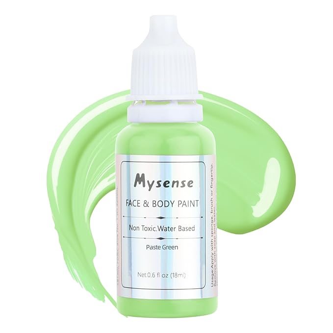Mysense Pastel Green Face Body Paint,Water Based Washable Face Paint,Non-toxic Cream Body Paint for Adults and Children,Green Facepaint Foundation for Halloween SFX Cosplay Makeup,0.6oz