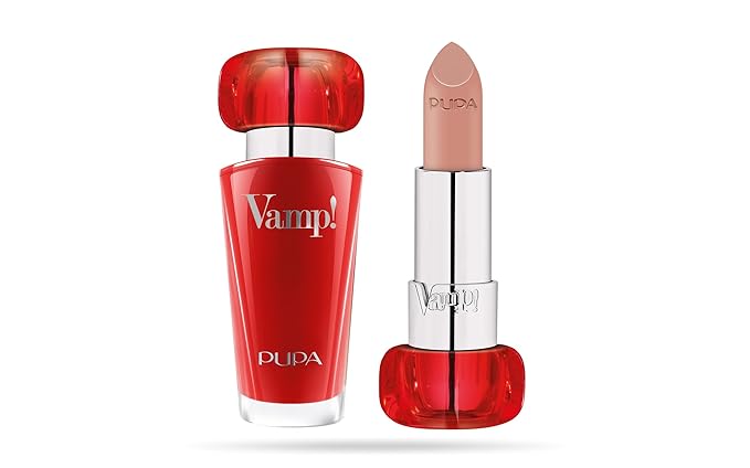 PUPA Milano Vamp! Extreme Colour Lipstick With Plumping Treatment - For Fuller, Defined Lips - Adds Incredible, Deep Color To Lips - Soft Texture Adheres Perfectly - 100 Naked Skin - 0.123 Oz