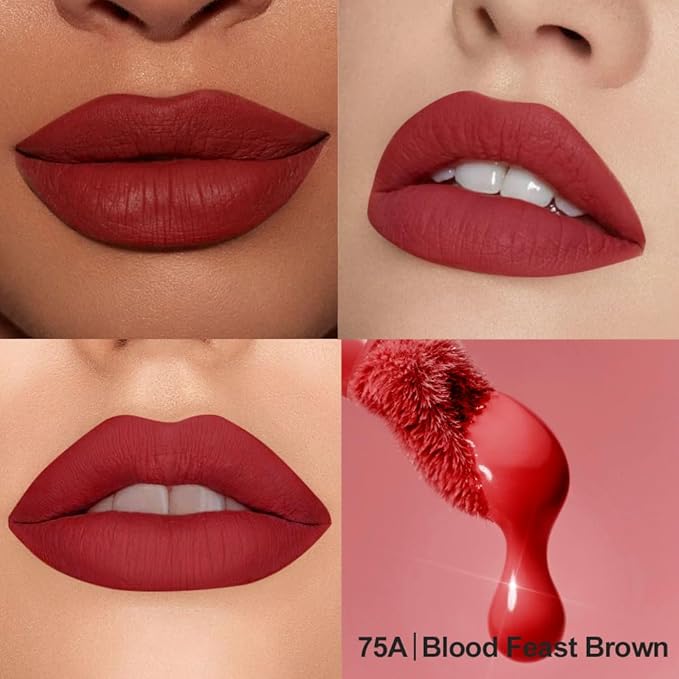 Soft Matte Liquid Lipstick in Classic Rose Red, High Pigment Full Coverage Matte Lip Color, Waterproof Smudge-Proof Non-Transfer Lightweight Liquid Lipstick for Long-Wearing Everyday Makeup 80A