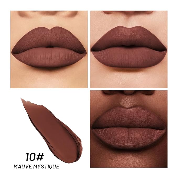 2-IN-1 Lipstick Lipliner, Velvet Matte Finish, Smooth & Plump, 12 Universal Lip Color-Nude Pink Rose Mauve Berry Plum, Creamy Formula for Lip Makeup, All-Day Wear, Cruelty-Free (#10 MAUVE MYSTIQUE)