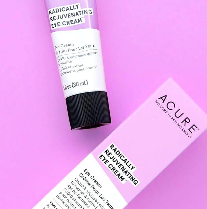 Acure Radically Rejuvenating Eye Cream - Under Eye Cream for Dark Circles & Wrinkles, Firming & Hydrating Treatment to Brighten, Anti Aging Moisturizer for Hydration with CoQ10-1 fl oz