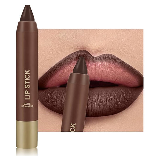 Erinde Matte Lipstick Crayon for Women, Dark Purple Brown 24 Hour Lipstick Lip Liner Pencil, Neutral Lip Stick Long Lasting Waterproof, Vegan & Cruelty-Free, 06