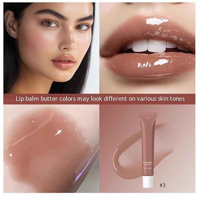 3Pcs Summer Lip Glossy Butter Balm Set, Instant Moisture Sheer Tint, Non-Sticky, Conditioning Formula to Soothe & Repair Dry, Chapped Lips, Jelly Lip Stain with Natural Scent (#1+3+5, 3Pcs)