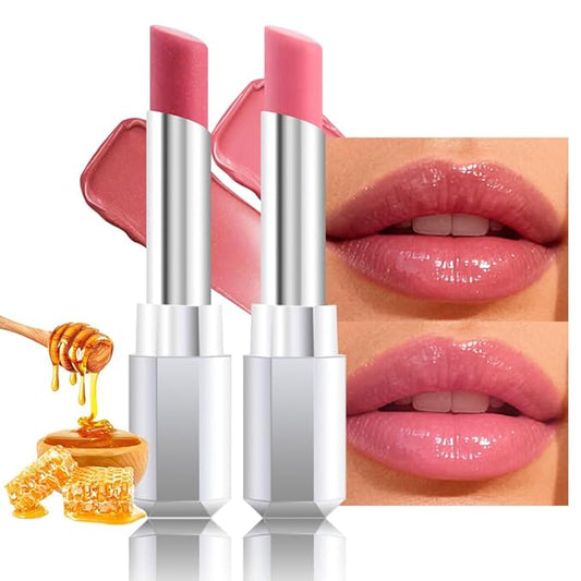 Honey Lipstick Tinted Lip Balm - Shine Moisturizing Lipstick for Women, Natural Nourishing Hydrating Lip Gloss Stain for Dry Lips, Tint Sheer Lightweight Makeup, Vegan - 2Pc Dusty Pink & Pink