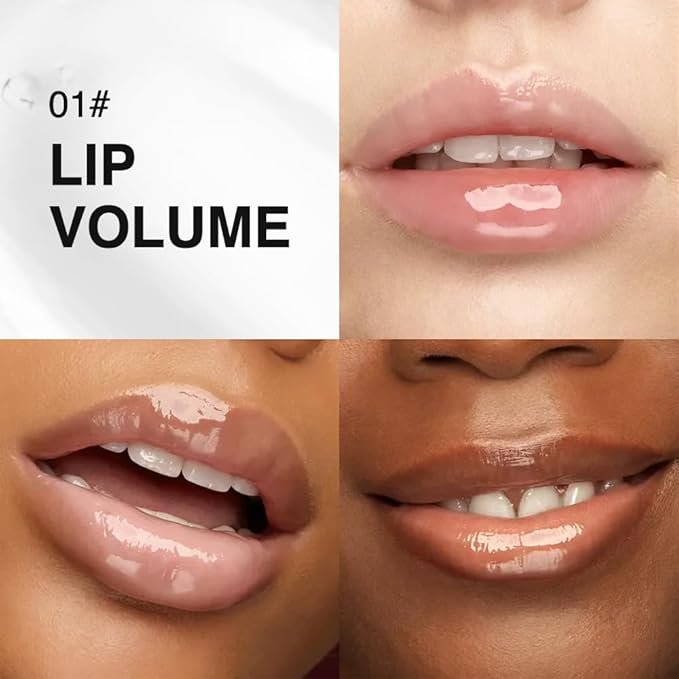 Hydrating Lip Gloss with Hyaluronic Acid, Plump pH Hyaluron Lip Oil, Lip Tint with 24HR Hydration, Volumizing Shine and Lasting Color, (A03#01+02, 1Pcs)