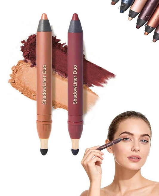 Mitlume Perfect Color Duo-Shadow Liner 2-in-1 Eyeliner & Eyeshadow,Chiura Plum Eyeshadow Stick,Waterproof Smudge-Proof Long-Lasting Makeup, Effortless Smoky or Natural Eye Makeup,Easy to Color(03+04)
