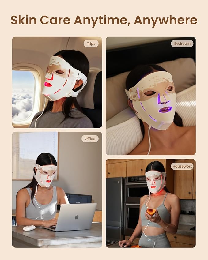 RENPHO Red Light Therapy Mask for Face 2026, Valentines Day Gifts for Women Mom Wife, 324 LEDs Full Face Coverage & 3 Light Modes, Cordless LED Red Light Therapy Face Mask for Home Use & Travel