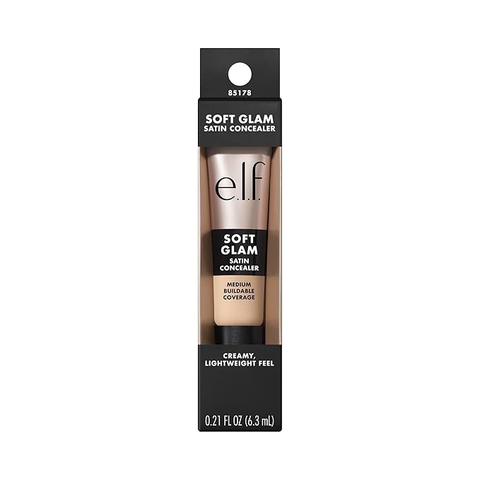 e.l.f. Soft Glam Satin Concealer, Medium Coverage For Blemishes & Under-Eye, Crease-Resistant, Long Lasting, Vegan & Cruelty-Free, 13 Fair Neutral