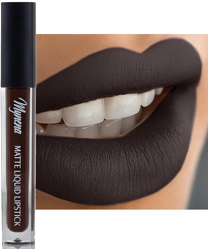 Mynena Neutral Dark Brown Matte Liquid Lipstick | Long-Lasting Comfort | Smudge-Proof Transfer-Resistant Vegan & Cruelty-Free | Full Coverage Non-Drying True Pigment | All-Day Wear Lip Color | Kiona
