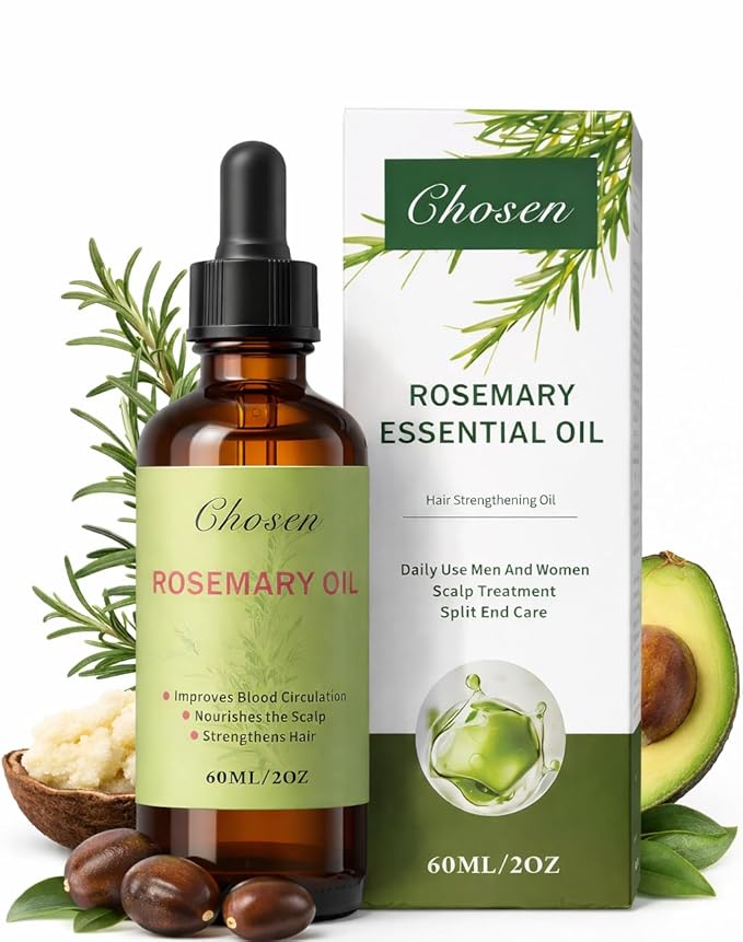 Chosen Hair Oil, Rosemary Essential oil & Mint Hair Oil, Split Ends & Dry Scalp Treatment - Made with Rice Bran &Essential Oils for strengthening, Moisturizing & Encouraging Healthier Hair