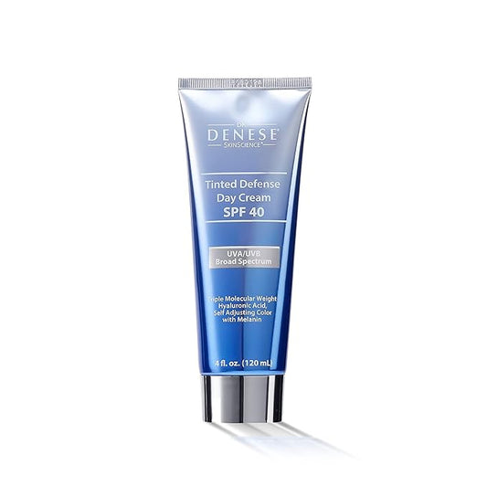 Dr. Denese SPF 40 Defense Day Cream 4 oz – Natural Tinted Moisturizer & Daily Sunscreen for Radiant Hydrated Skin – BB Cream with Antioxidants for Smooth Even Tone – Universal Shade for All Skin Types