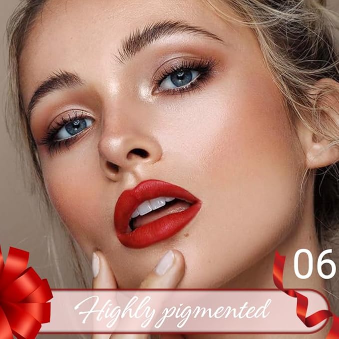 Classical Red Matte Lip Liner Crayon with Sharpener - Waterproof Smudgeproof Long-Wear Lip Pencil, Creamy Pigmented Lip Crayon for Women, 12HR Stay Silky Velvet Lip Liner 06#