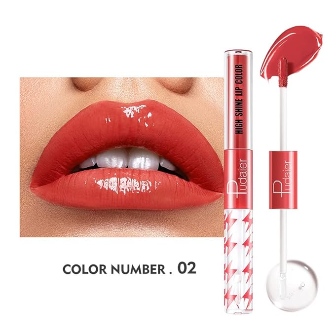 Generic Y-HaLi Double Headed Lip Gloss Moisturizing Lip Oil - Does Not Fade, Honey Lip Gloss and Red Lips - Long-lasting Formula (#02)