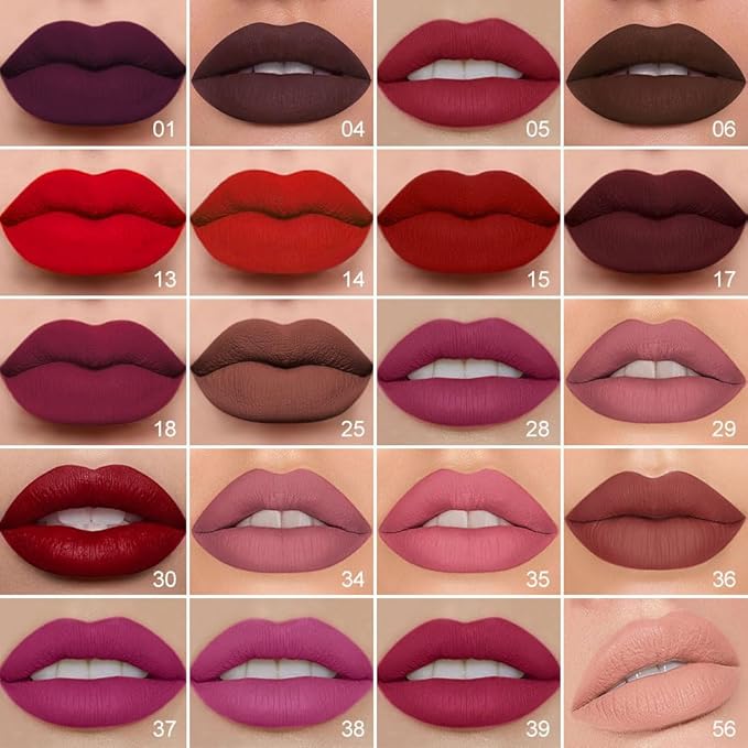1Pcs 2 in 1 Deep Red Matte Lip Liner and Liquid Lipstick Stain Makeup Set for women, Red Long Lasting Smudge Proof Lip Tint Matte Finish Lip Gloss for All-Day Color Hold Easy to Use 17#
