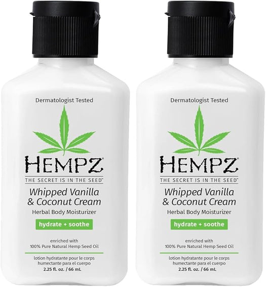 Hempz Mini Whipped Vanilla & Coconut Cream Body & Hand Lotion 2.25 oz. (Pack of 2)