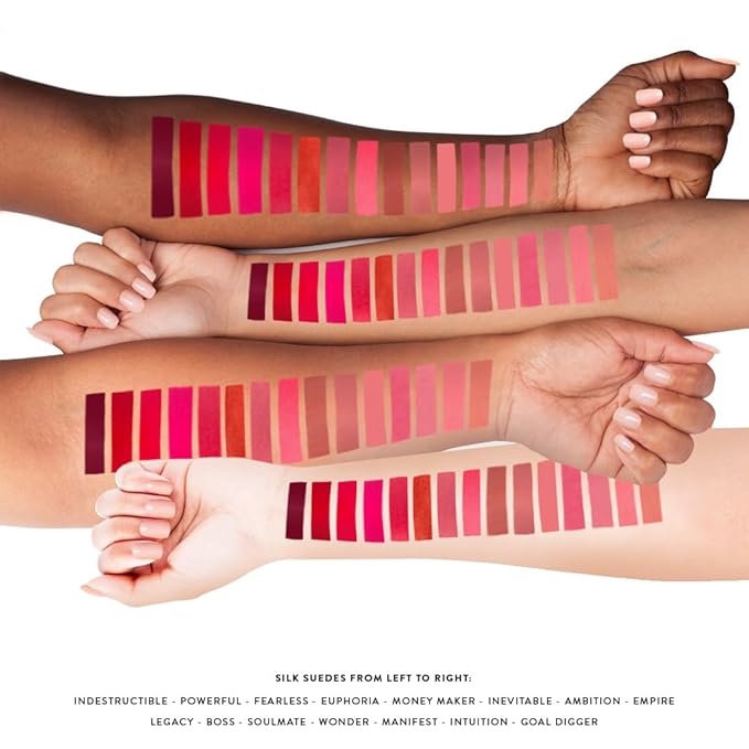 NATASHA MOOR Silk Suede Lipstick: Long-Lasting, Hydrating Semi-Matte Finish - Creamy, Cruelty-Free Formula - Silky Smooth and Highly Pigmented - Mirror for On-the-Go Glamour - MANIFEST