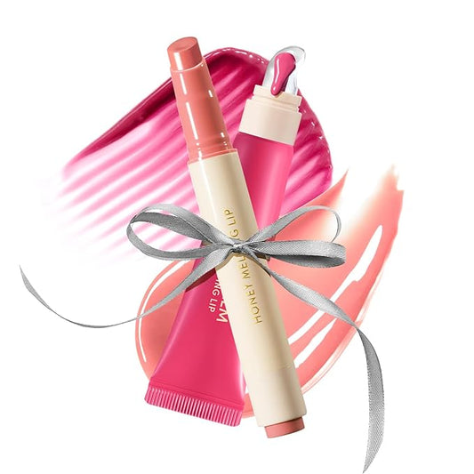 Nature Republic Honey Melting Lip & Butter Balm (FIG & Pink Candy) Set - Moisturizing Tinted Lip Balm, Plumping Gloss, Peptides, Fuller-Looking Lips, Stocking Stuffers