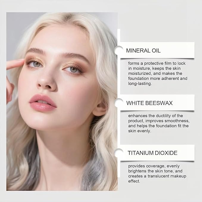 Color Changing Foundation Stick, Medium to Full Coverage Dewy Finish Base Makeup, Dual-Ended with Soft Brush for Flawless Look, Portable & Travel-Friendly (Ivory White)