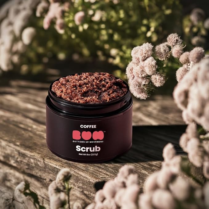 BUM Coffee Sugar Scrub for Body - Coffee Scrub Body Exfoliator with Organic Shea, Coconut Oil, Rosehip, Vitamin E & Jojoba - Moisturizing, Seductively Scented & Subtly Flavored Exfoliant (8 oz)
