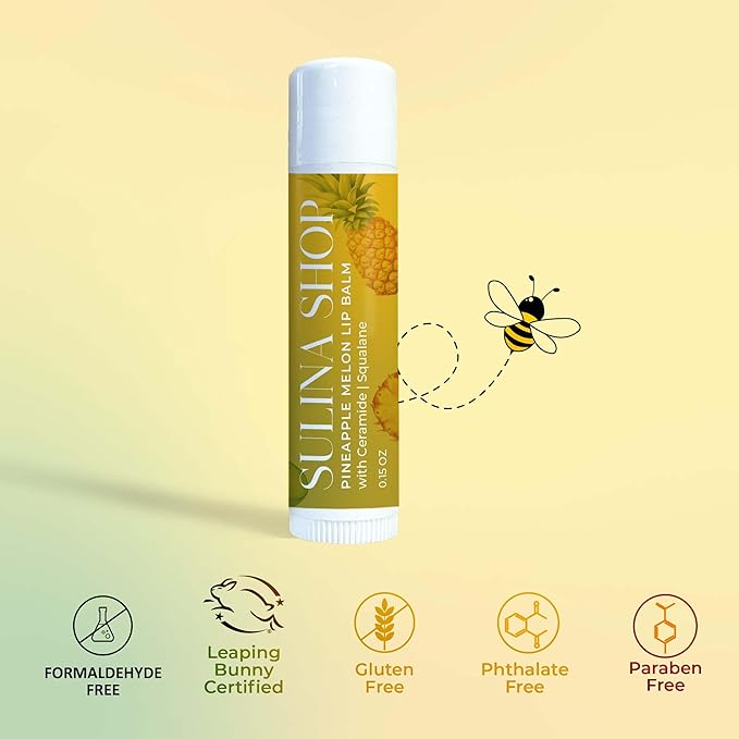 Pineapple Melon Lip Balm Hydrating & Nourishing Lip Moisturizer with Squalane, Castor Oil, and Vitamin E, Smooth Application, Lip Care, Barrier Protection, Non-Waxy, Refreshing Scent - 0.15 Fl oz