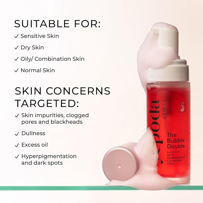 Yepoda The Bubble Double, Gently Exfoliating Cleansing Foam, Deeply Cleanses Pores & Prevents Impurities, Vegan Korean Face Cleanser for All Skin Types, 4.22 FL. OZ. (120 ml)