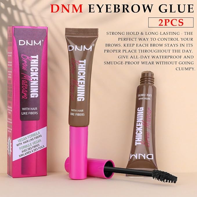 BINGBRUSH Tinted Thickening Brow Gel Brown Mascara,Brow Fast Sculpt,Waterproof, Transfer-proof, Brush to Fill in Eyebrows and Cover Gray Hairs - Cruelty Free - Light Medium Brown (2pcs 06 Brunette)