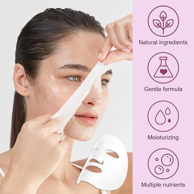CAKAILA 8 Pack Rose Face Mask,Pink Face Masks Spa Day kit Supplies for Women,Sheet Facial Mask Skincare for Kids Gifts Set,Hydrate Nourish Soothe for All Skin Types,Spa Party Favors