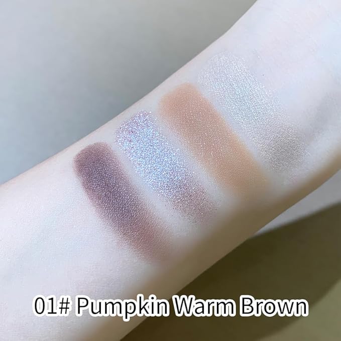 4 Color Eyeshadow Palette, Matte and Shimmer Powder Makeup, Highly Pigmented Blendable Shadows, Long-Lasting Waterproof, Natural Nude Brown Pink Shades (4#, 1 Count (Pack of 1))