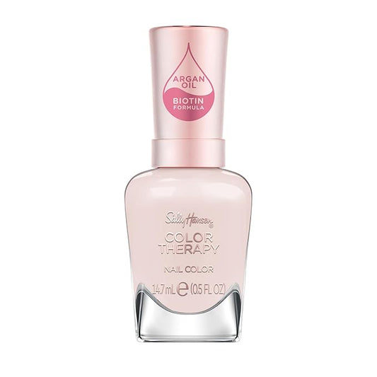 Sally Hansen Color Therapy Nail Polish | Biotin, Argan Oil, Long Lasting, Healthy Nails, Nail Strengthener, Semi-Opaque | 539 Bare Kiss | Nude Pink Nail Color