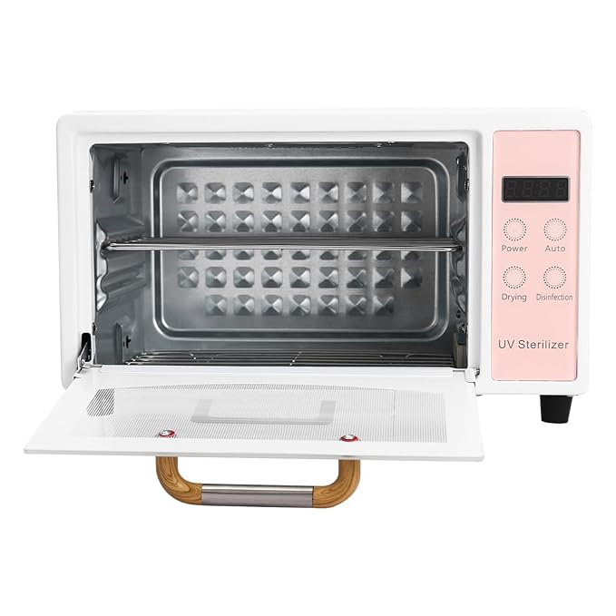 10L Nail Tool Cleaning Machine, High Capacity Nail Care Tools Drying Box Multi-Functional Manicure Tool Cleaning Cabinet for Home Use, Barbers, Beauty Salons, and Spas (White+Pink)