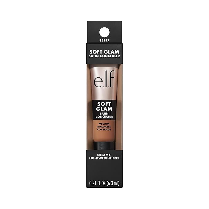 e.l.f. Soft Glam Satin Concealer, Medium Coverage For Blemishes & Under-Eye, Crease-Resistant, Long Lasting, Vegan & Cruelty-Free, 44 Tan Cool