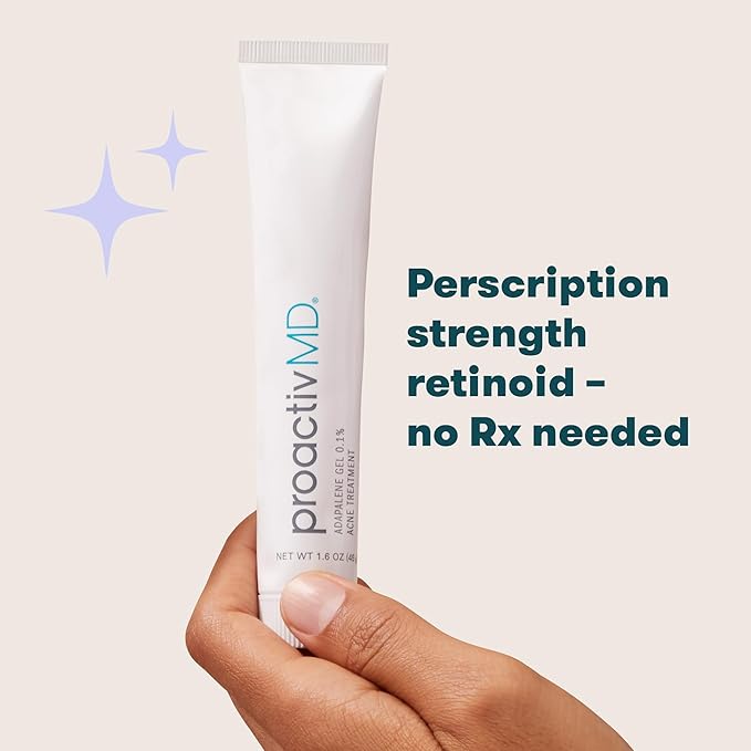 ProactivMD Adapalene Gel Acne Treatment, Paraben Free, Prescription Strength Retinoid For Face and Body Acne, .1% Solution, 1.6 Oz