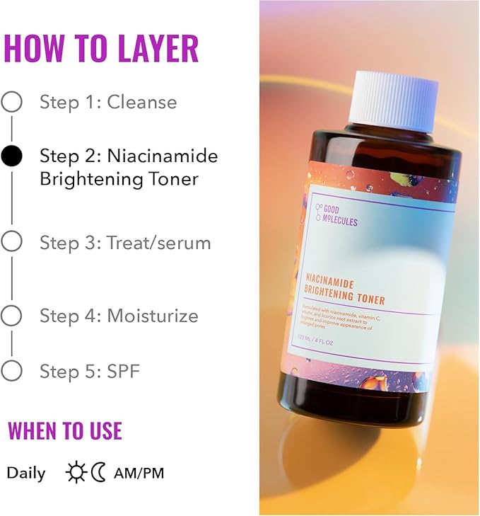 Good Molecules Niacinamide Brightening Toner - Toner for Face with Niacinamide and Arbutin for Skin Tone Balancing- Pore Minimizer, Skin Care for Face