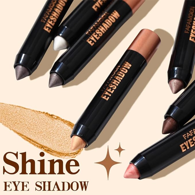 Monochrome Cream Glitter-Shimmer Eye Shadow Stick Palette makeup | 2-in-1 Eyeshadow & Eyeliner Pencil For Mature Women | Waterproof, Vegan & Cruelty-Free | Sombras Para Ojos | 06 Shimmer Dark Brown