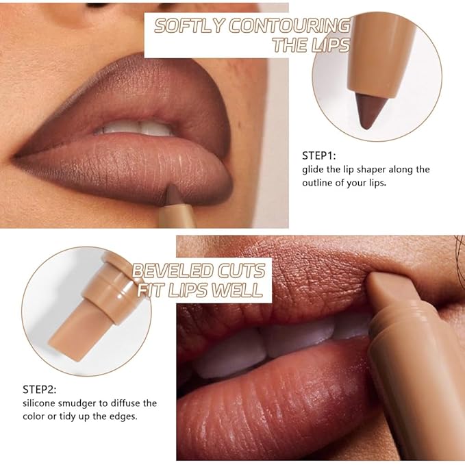 Waterproof Matte Lip Liner Pencil with Silicone Smudger – Long-Lasting Retractable Velvet Crayon, Define & Sculpt Lips, Vegan & Cruelty-Free, Perfect for Work, Date, Party & Travel (02#, pack of 1)
