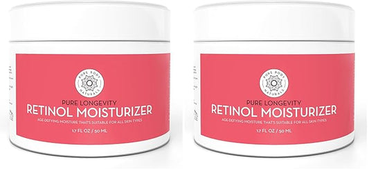 Pure Body Naturals Retinol Moisturizer, 1.7 Ounces - Moisturizing Retinol Cream for Face, Age Defying Eye Cream for Wrinkles and Lines with Hyaluronic Acid, Shea Butter, and Jojoba Oil (Pack of 2)