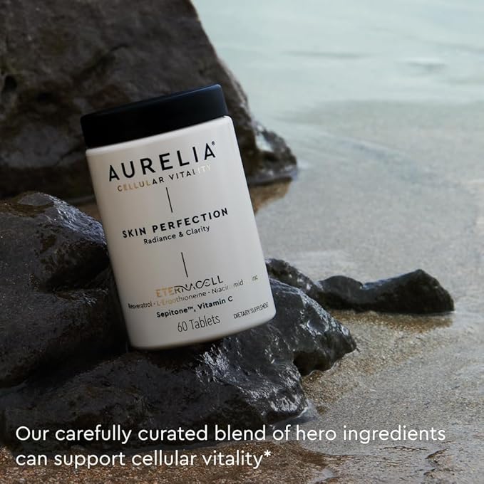 AURELIA Skin Perfection | Advanced Cellular Anti-Aging Supplement | Enhance Skin Clarity, & Tone | with Zinc, Resveratrol, Niacinamide, Ergothioneine, & Vitamin C