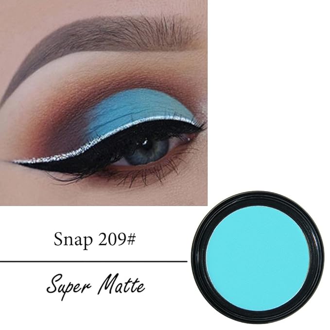 Mysense Matte Light Blue Single Eyeshadow Palette, Pressed Powder Eye Shadow, Turquoise Blue Shade for Halloween Corpse Bride Sally Makeup, High Pigment Long Lasting Vegan & Cruelty Free, 209# Snap