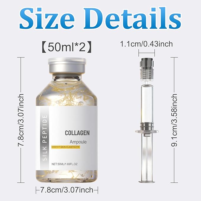 Silk Peptide Intensive Lifting Ampoule - Korean Anti Aging Facial Essence for Face Tightening, Lifting, Smoothing, Hydrating /50ml (2pcs)