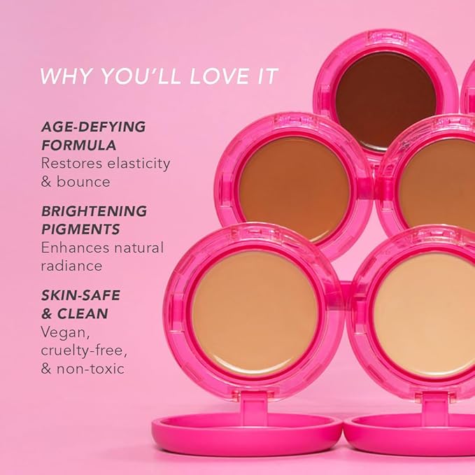 Doll 10 Peptide Bounce Balm Foundation™ – Hydrating, Age-Defying Foundation for Older Women, All Skin Types – Vegan, Clean, Natural, Medium Buildable Coverage, Blurs Fine Lines - [Fair/Light]