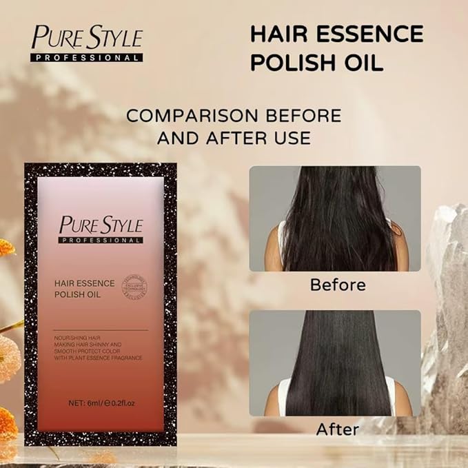 ysnstyle 5pcs Hair Essence Polish Oil, Anti-Frizz Curly Dry Hair, Luster Enhancing, Long-Lasting Fragrance, Nourishing Hair repair Treatment Serum for Smooth Shiny Hair, Travel Size 6ml/1packet
