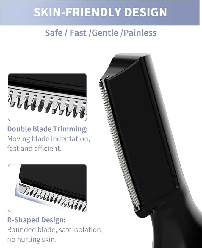 Dapsang Eyebrow Trimmer, Electric Eyebrow Razor for Women Men, Rechargeable Painless LED Light Facial Hair Shaver Remover with Rinseable Blade for Face Lips Neck Leg