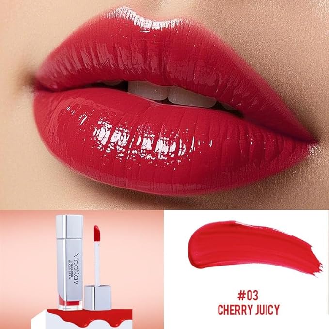 Glossy Lip Stain – Hydrating Tinted Lip Oil Stain with High-Shine Gloss Finish, Non-Sticky Moisturizing Lip Tint, Long-Lasting Stain for Soft & Plump Lips(03 CHRRY JUICY)