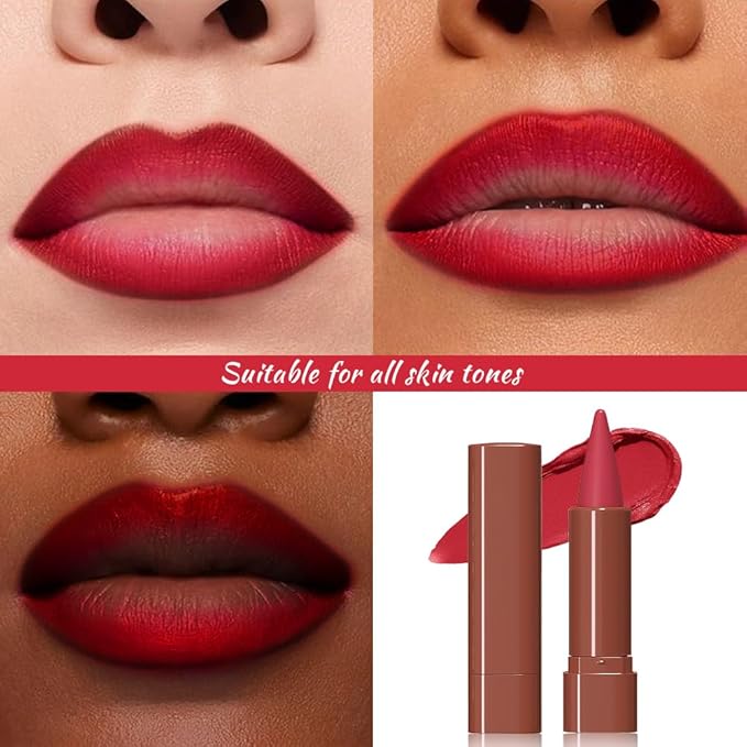 Carmine Gradient Matte Lip Liner Pencil Crayon for Women - Waterproof Smudge-Proof Kissproof Long-Wear Lip Pencil, Flawless Contour Ombre Effect Lip Crayon, Creamy Pigmented Lip Liner 06#